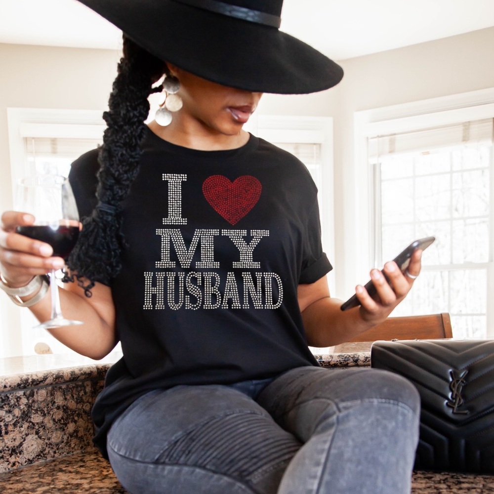I Love My Husband rhinestone T-shirt